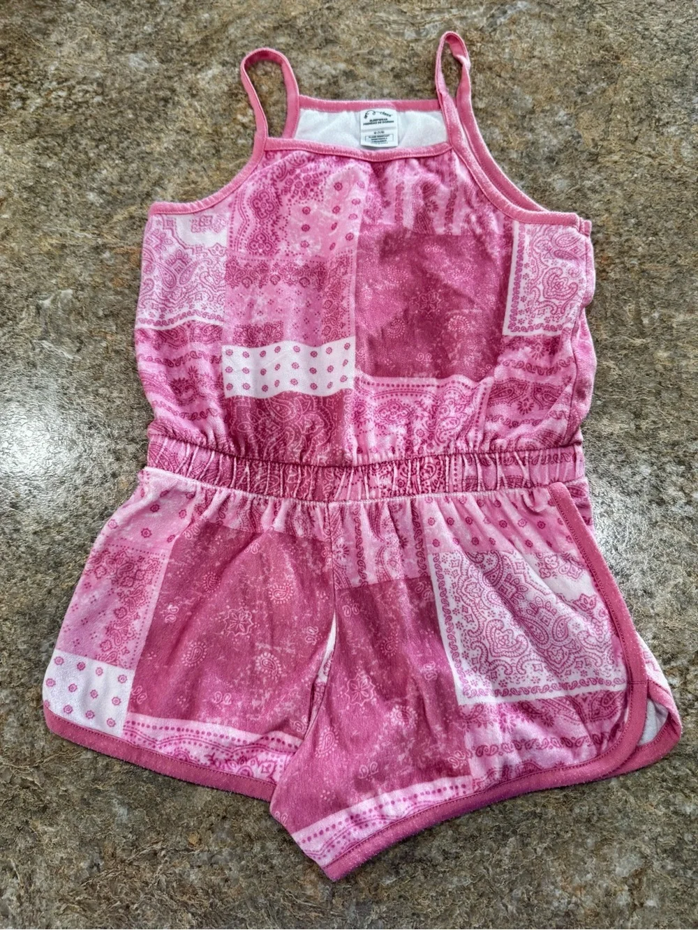 Art Class Girls Romper Size M 7/8 Pink Patchwork Sleepwear Pajama
